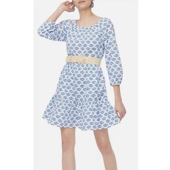 J. Crew White Blue Seashell Print Dress - Picture 7 of 7